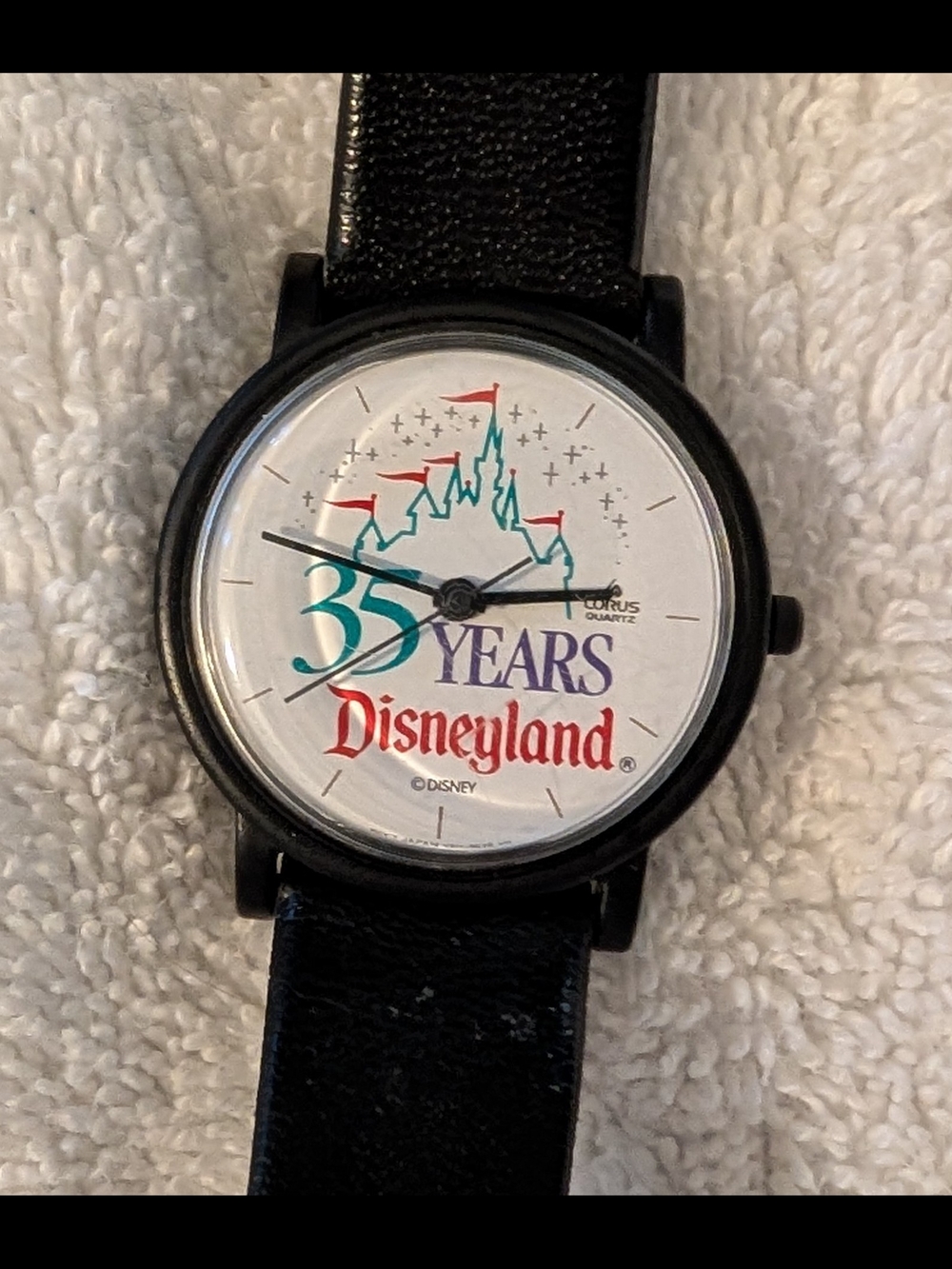 Working Disneyland 35 Years Commemorative Watch - White Dial, Black Strap